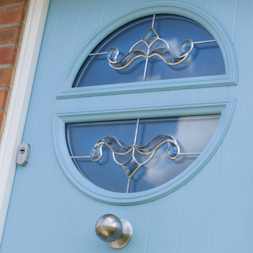 Contemporary styled blue front door