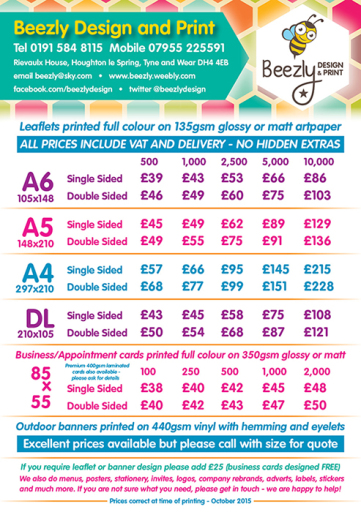 Great prices for design and print