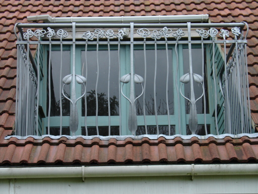 mackintosh style balcony rail, hand forged and blacksmith made