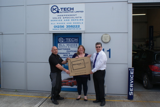 K-TECH Volvo specialist Basingstoke receiving their Screen Wizzard from Steve Cooke