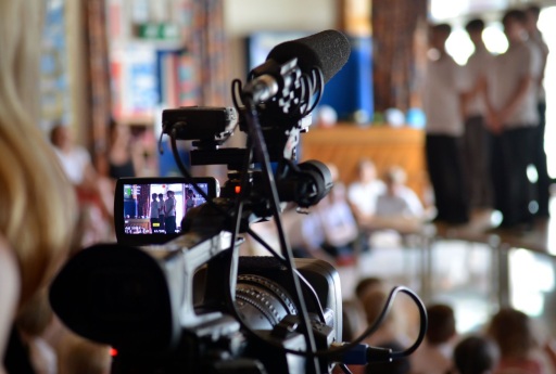 Filming at school location