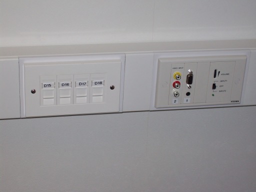 AV Faceplate including amp in dado trunking with data outlets