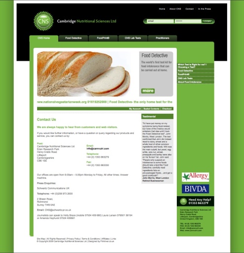 Cambridge Nutritional Sciences website