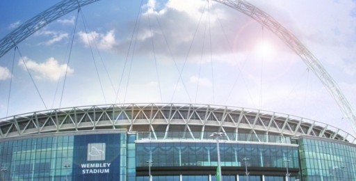 Branded interior and exterior signage at Wembley Stadium