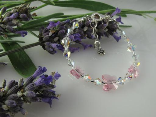 Children's Silver Bracelet with Swarovski Butterflies
