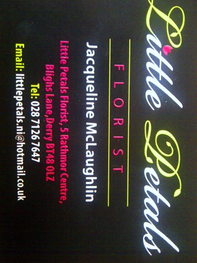 Business card for Little Petals Florist Derry