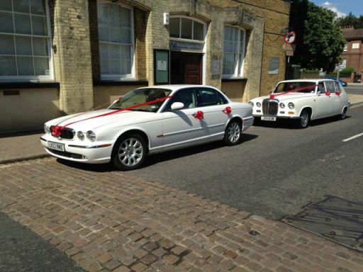Our Jaguar and Daimler wedding cars at Rochester Registry office