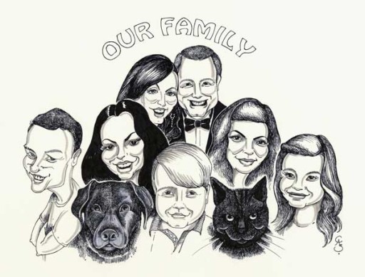 Commissioned family caricature portrait