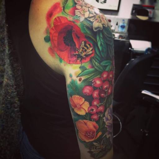 floral London Blue Lady Tattoo