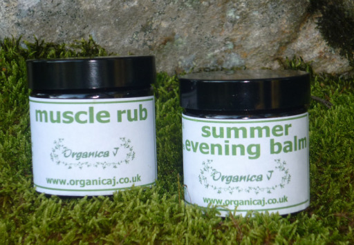 Muscle Rub and Summer Evening Balm containing Deeside Water &amp; essential oils