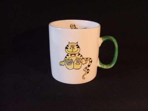Hand painted bone china cat mug