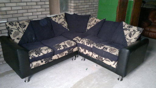 CHEAP CORNER SOFA LEATHER WITH SCATTER CUSHIONS