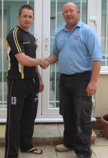 Neil Taylor with Welsh Rugby Ace Shane Williams after TMW completed his superb looking Conservatory.