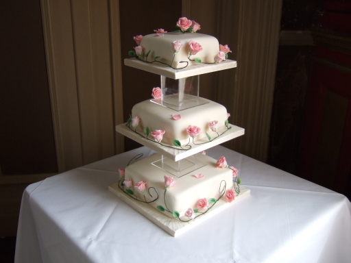 three tier rose wedding cake