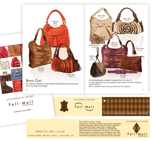 Handbag brochure and swing tags