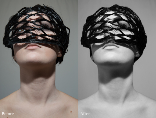 Headshot retouch commission, before/ after