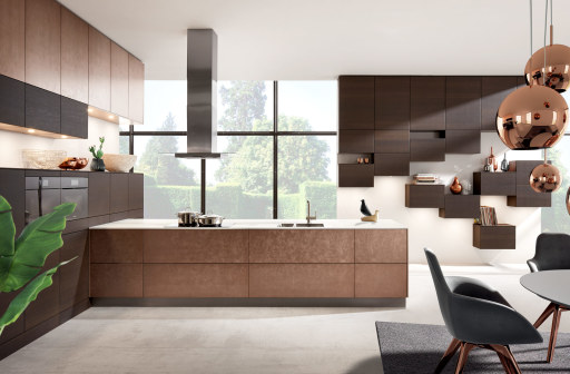 Contemporary copper isalnd kitchen Staffordshire