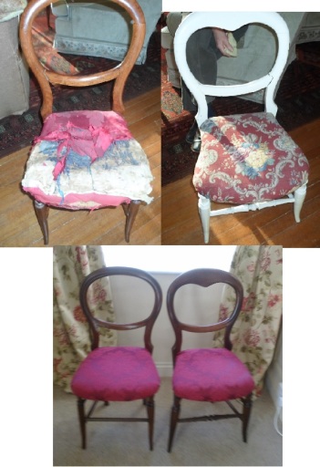 Upholstered chairs and wood restored