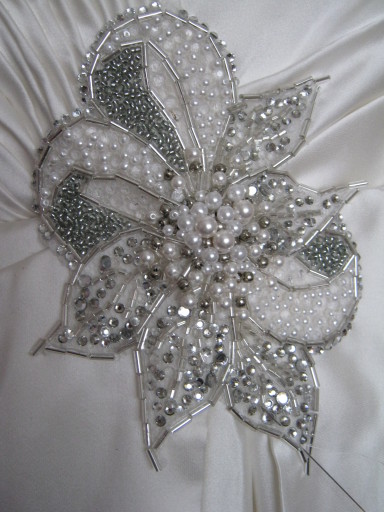 Beaded motif for dress, designed and made to match tiara