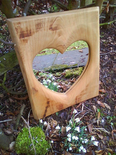 rustic chestnut heart mirror