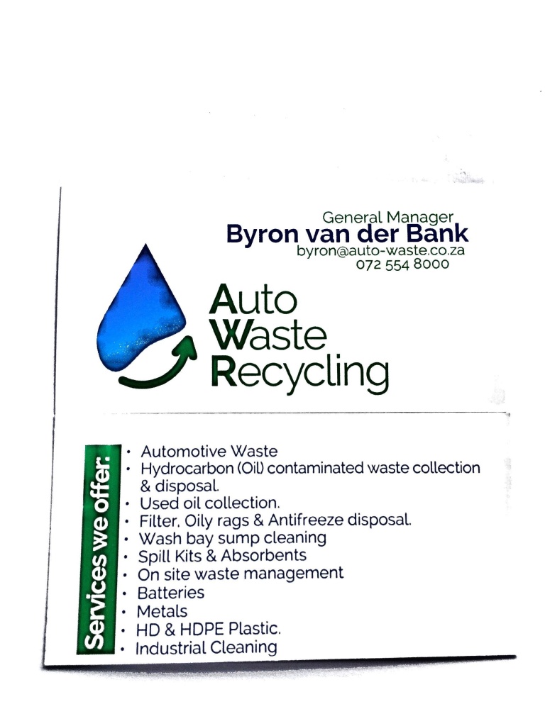 Truck Waste Recycling T/A AutoWaste Recycling P.O Box 101933 Moreleta Plaza 0167, Pretoria, 0167