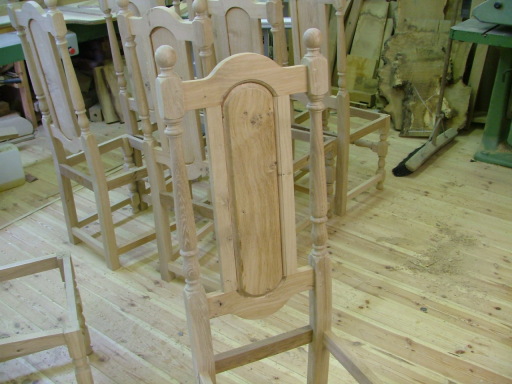 17th century oak panelbacks prior to finishing.