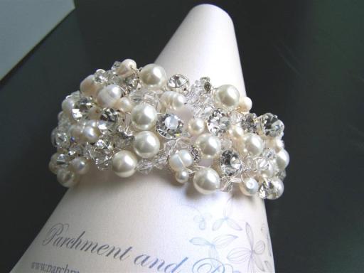 lauren cuff, pearls, swarovski and rhinestones