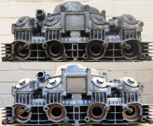 Honda 500cc 4 cylinder, before and after vapour blasting