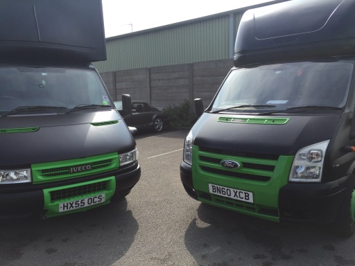 Two of the Monstermove Removals vehicles