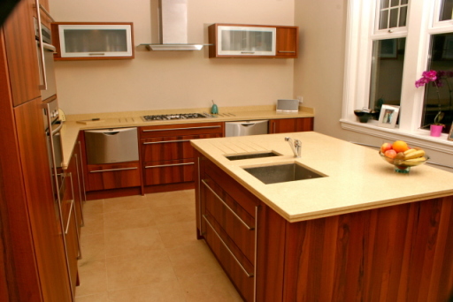 Walnut doors and Silestone worksurfaces
