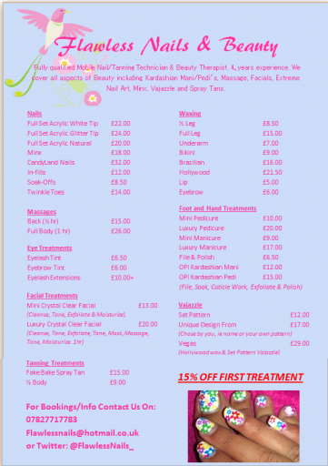 Flawless Nails &amp; Beauty Price List