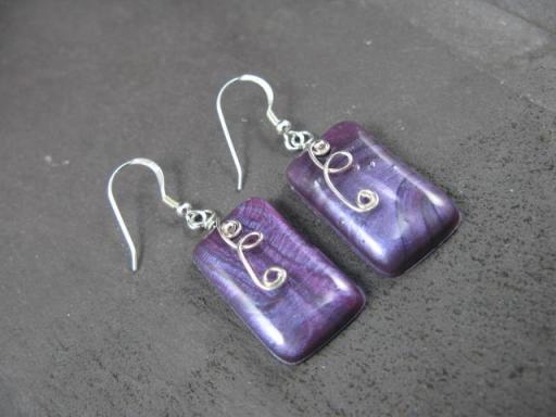Glorious Purple Jewel Enamel and Sterling silver Earrings