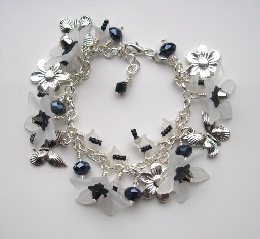 Black and white charm bracelet
