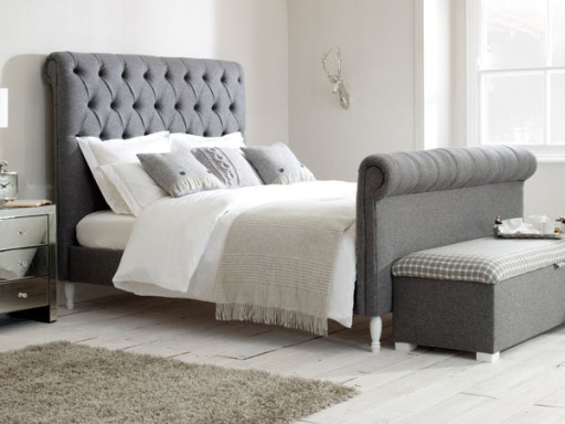 Blake Sleigh Bed - Deep Buttoned Headboard