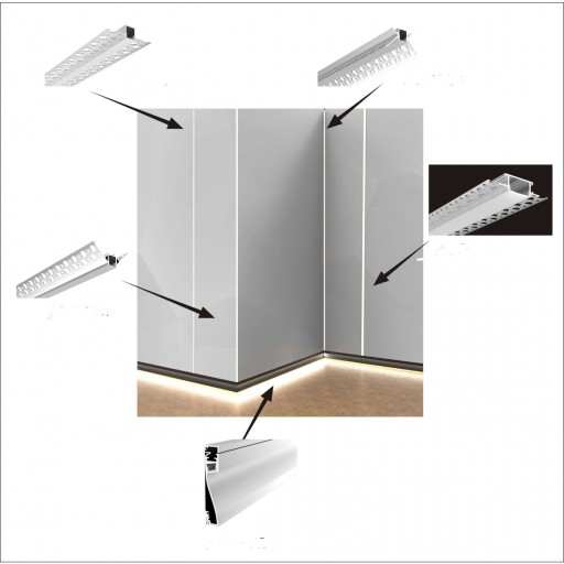 Led Plaster In Profile 2 Metre Recessed