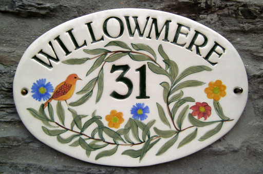 Bespoke hand made ceramic house sign