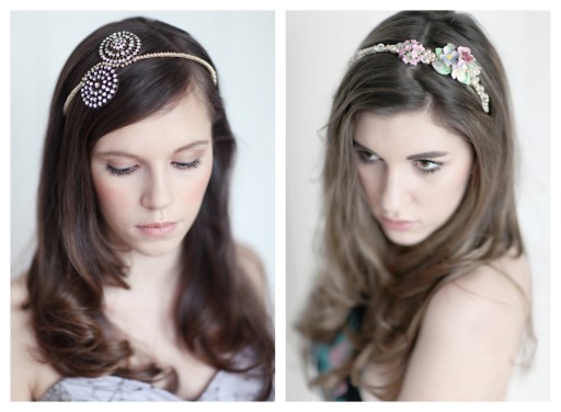 Art Deco headband and Vintage coalport flower headband