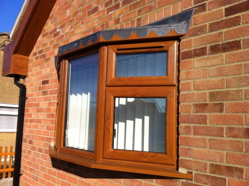 3 part light oak PVCu double glazed bay window