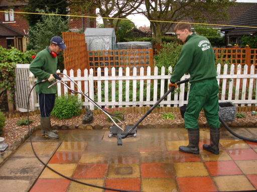 Cleaning a Patio using steam