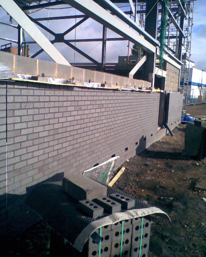 Blue brick panel on in Walsall