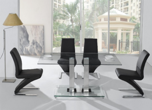 Large Ice Glass Dining Table &amp; D216 Z shape Chairs