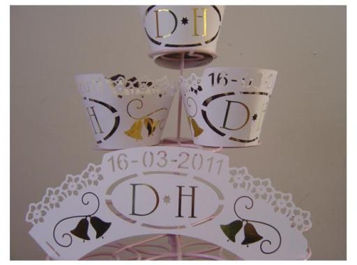Personalised wedding cupcake wrapper with date and initials