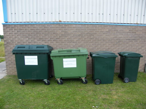 Different sizes of wheelie bins