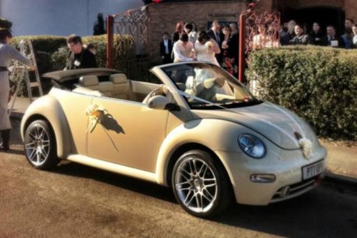 Vintage VW Weddings cream new shape Beetle Poppy Bug