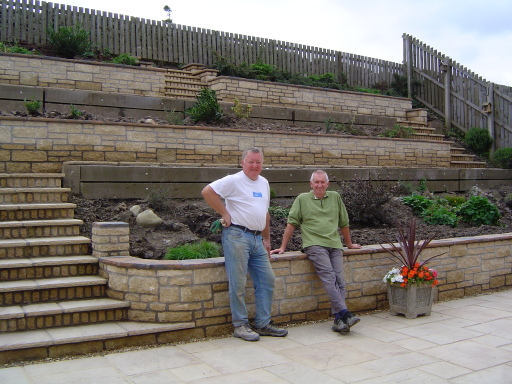 Large Heritage patio and terracing using Anstone walling