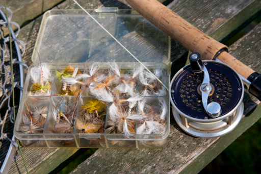 Mayfly time - a selection of flies and rod ready for action