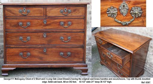 George 111 Mahogany 5 Drawer Chest on OG Feet
