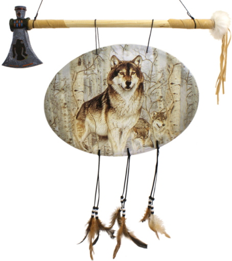 Wolf design canvas wall plaque