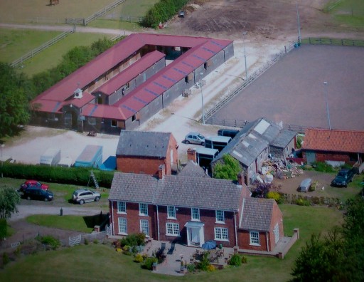 Clumber Livery stables and menage from above
