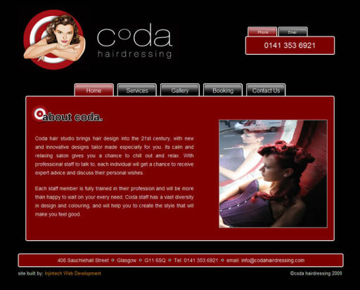 Coda Hairdressing website screenshot